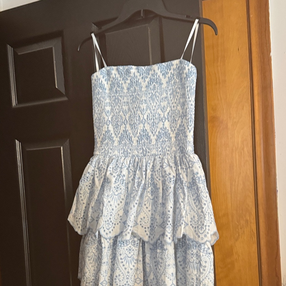 Windsor Blue and White Formal mini Dress